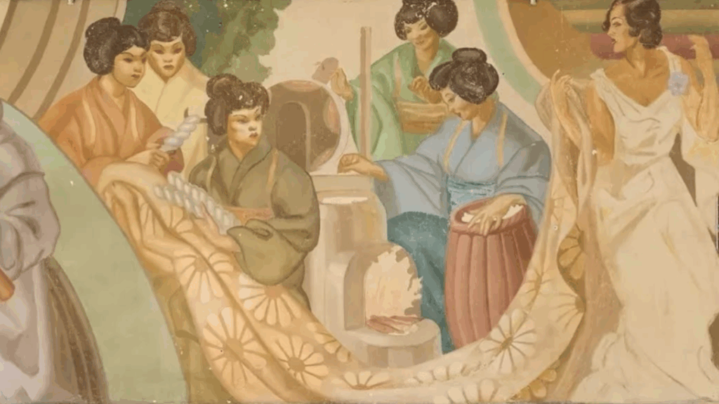 New Deal Mural about textile making
