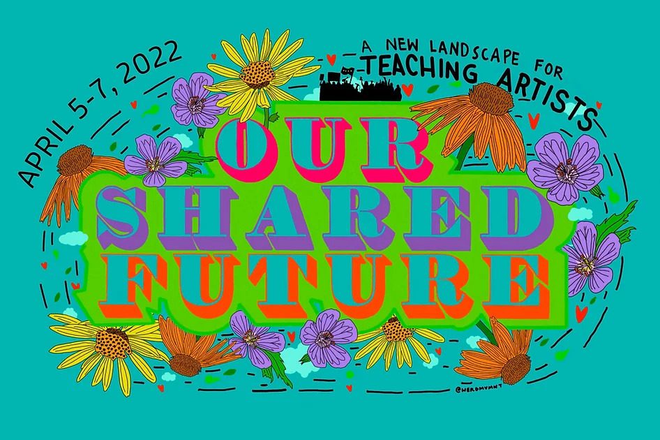 'Our Shared Future" poster in vibrant colors