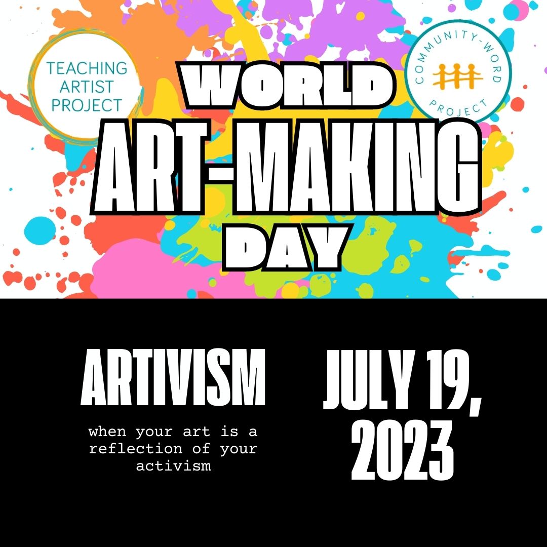 Color splash for World Art-Making day with TAP and CWP logos