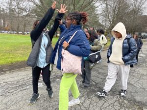 High school students from NYC tour the college campus of SUNY Purchase