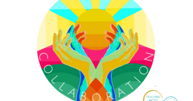 Graphic design of hands uplifted toward the sun
