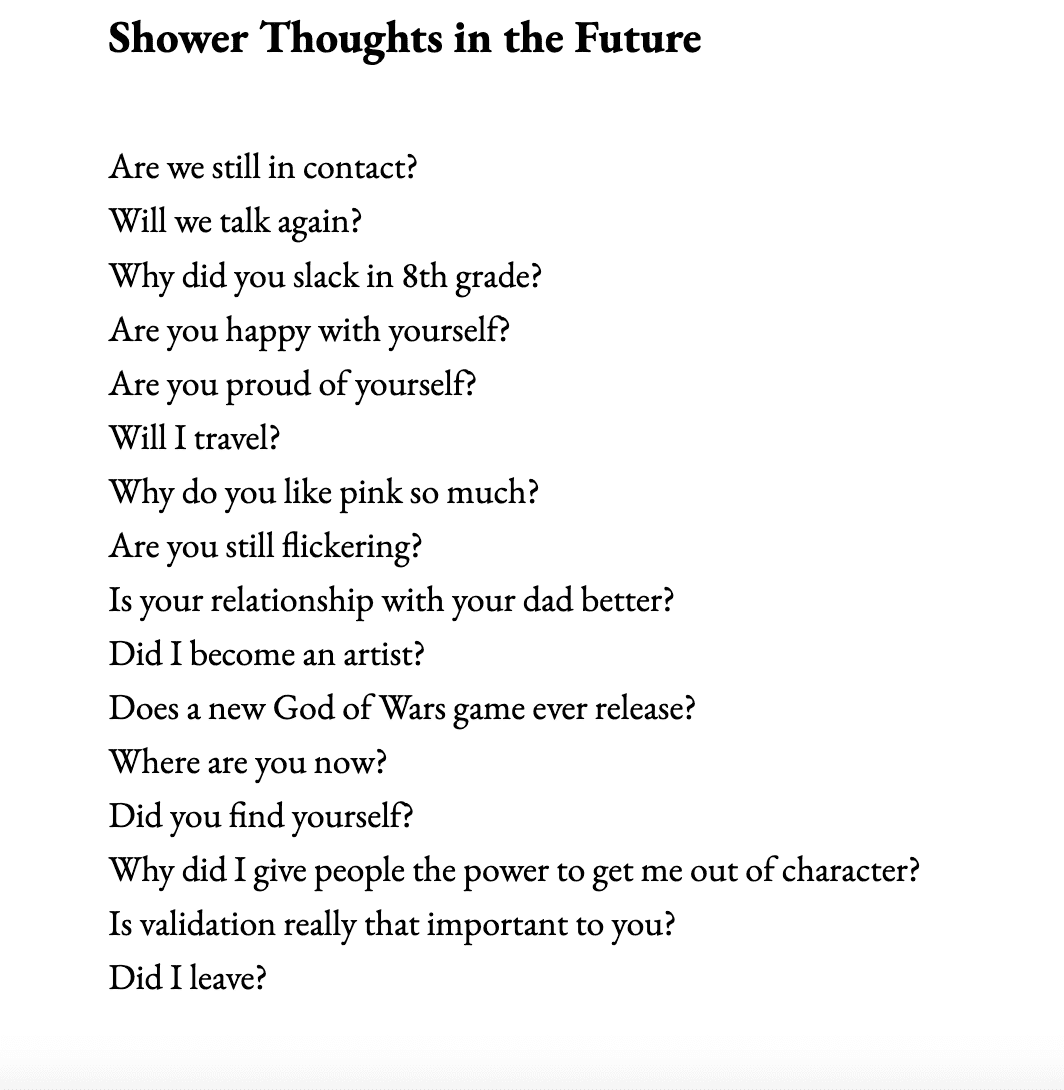 Poem printed on white paper