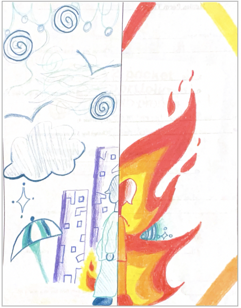 Colorful drawing by high school student