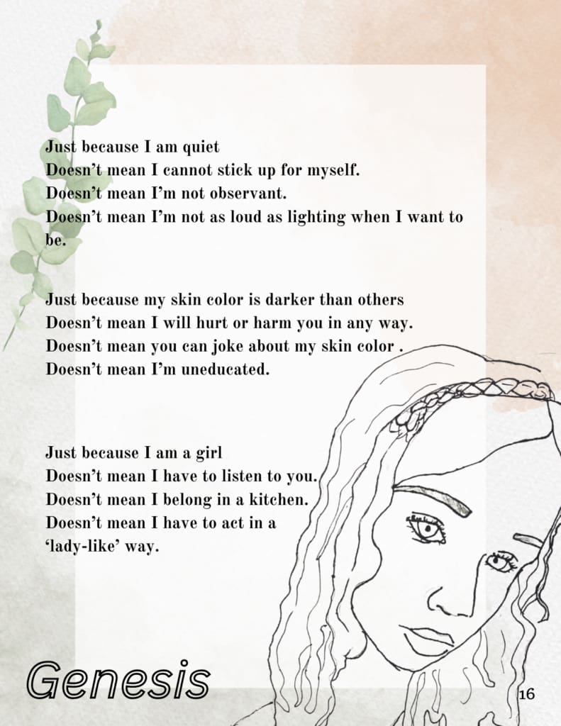 Student poem illustrated with leaves