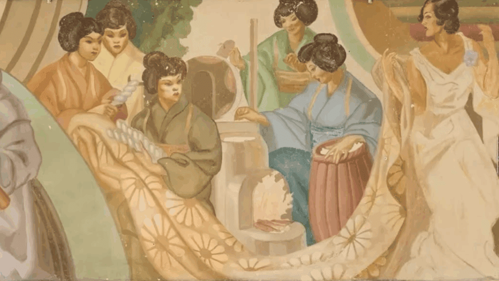 New Deal Mural about textile making